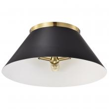 Nuvo 60/7420 - Dover; 3 Light; Large Flush Mount; Black with Vintage Brass