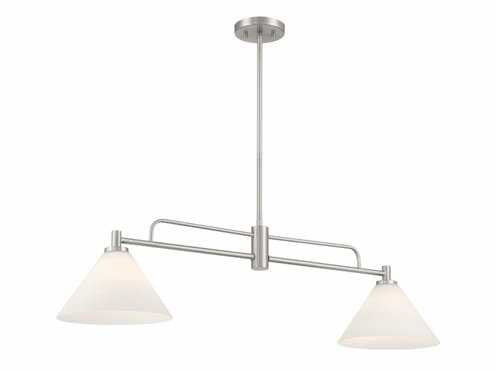 2-Light Linear Chandelier in Brushed Nickel