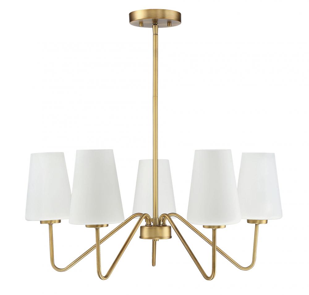 5-Light Chandelier in Natural Brass