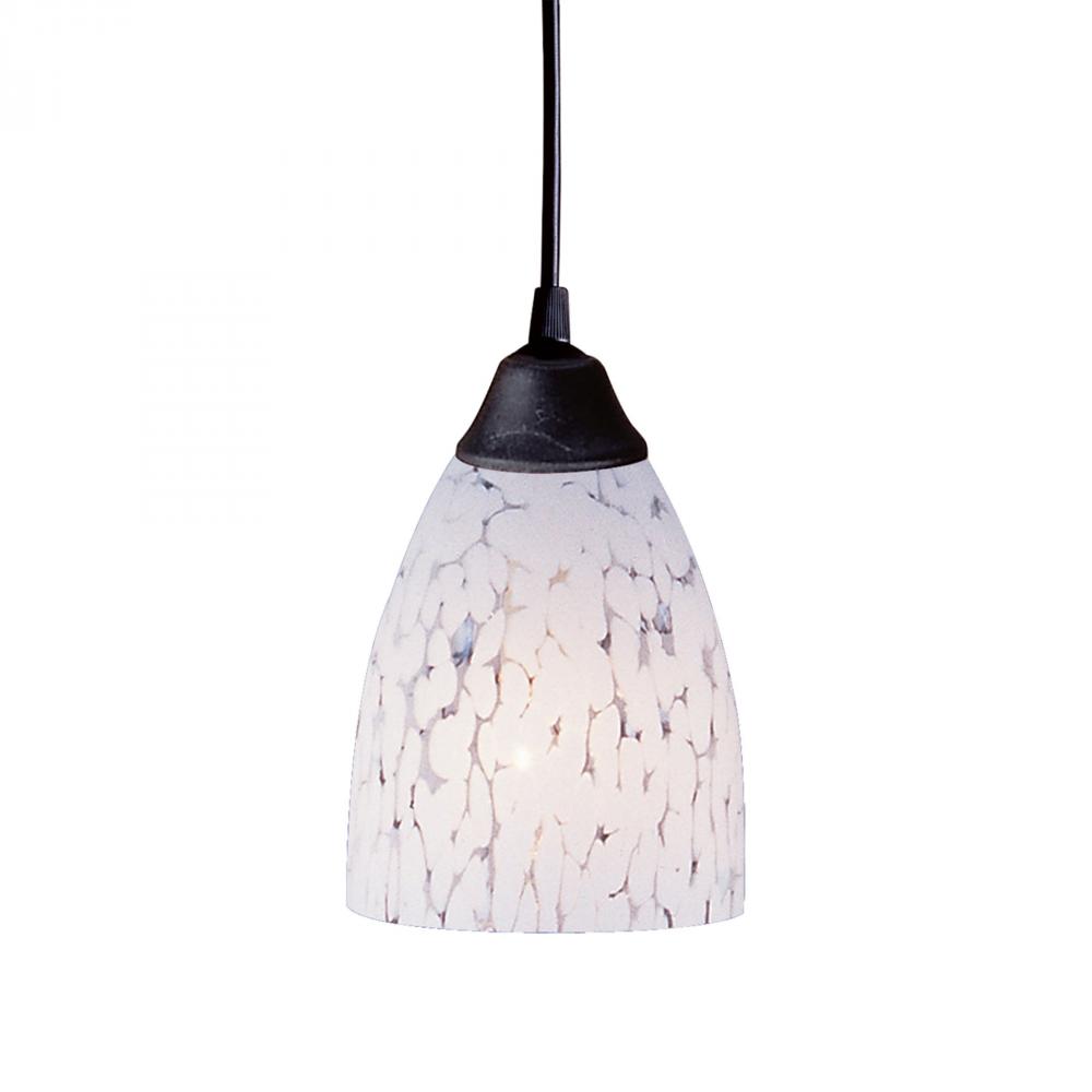 Classico 5&#39;&#39; Wide 1-Light Pendant - Dark Rust with Snow White Glass