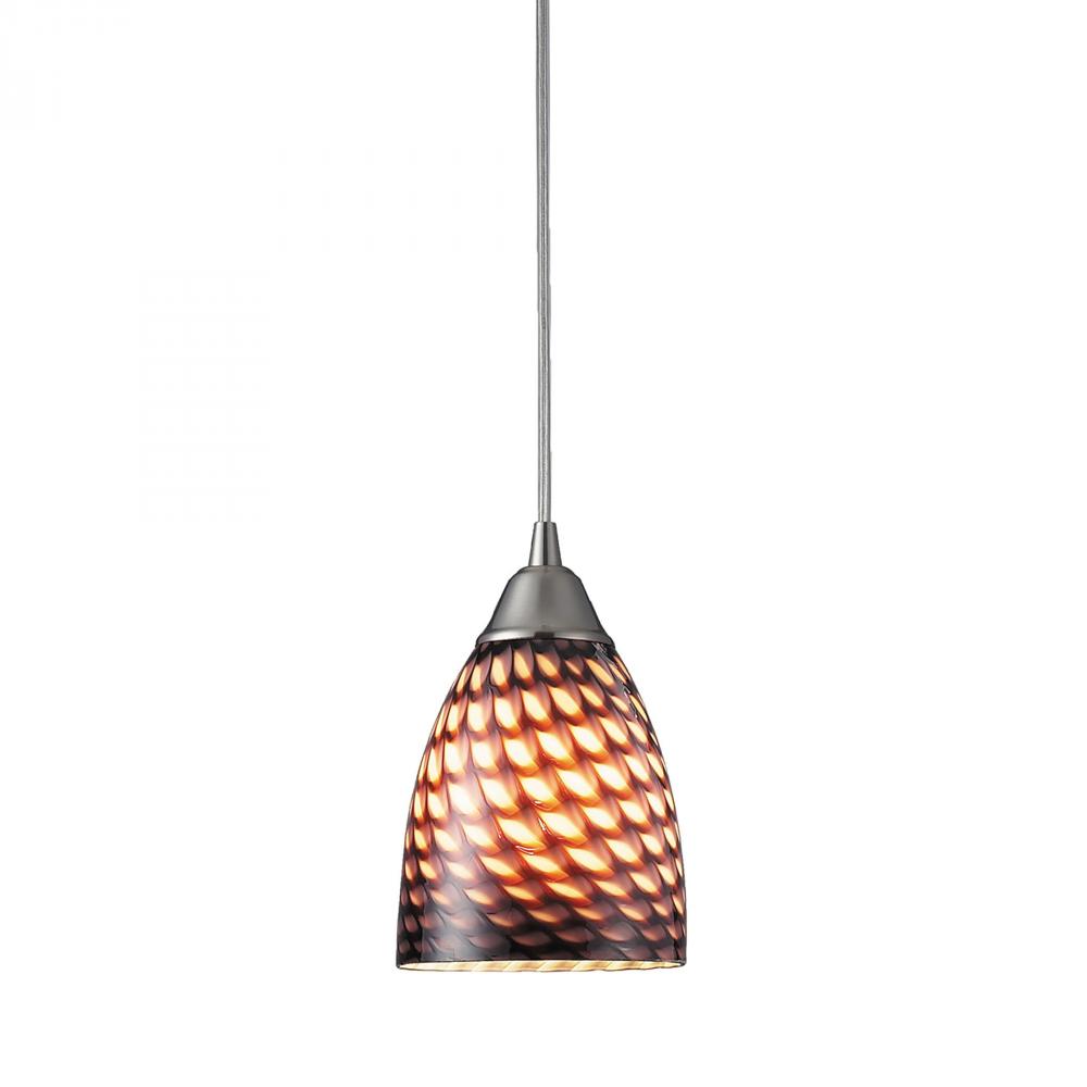 Arco Baleno 5&#39;&#39; Wide 1-Light Pendant - Satin Nickel with Cocoa Glass