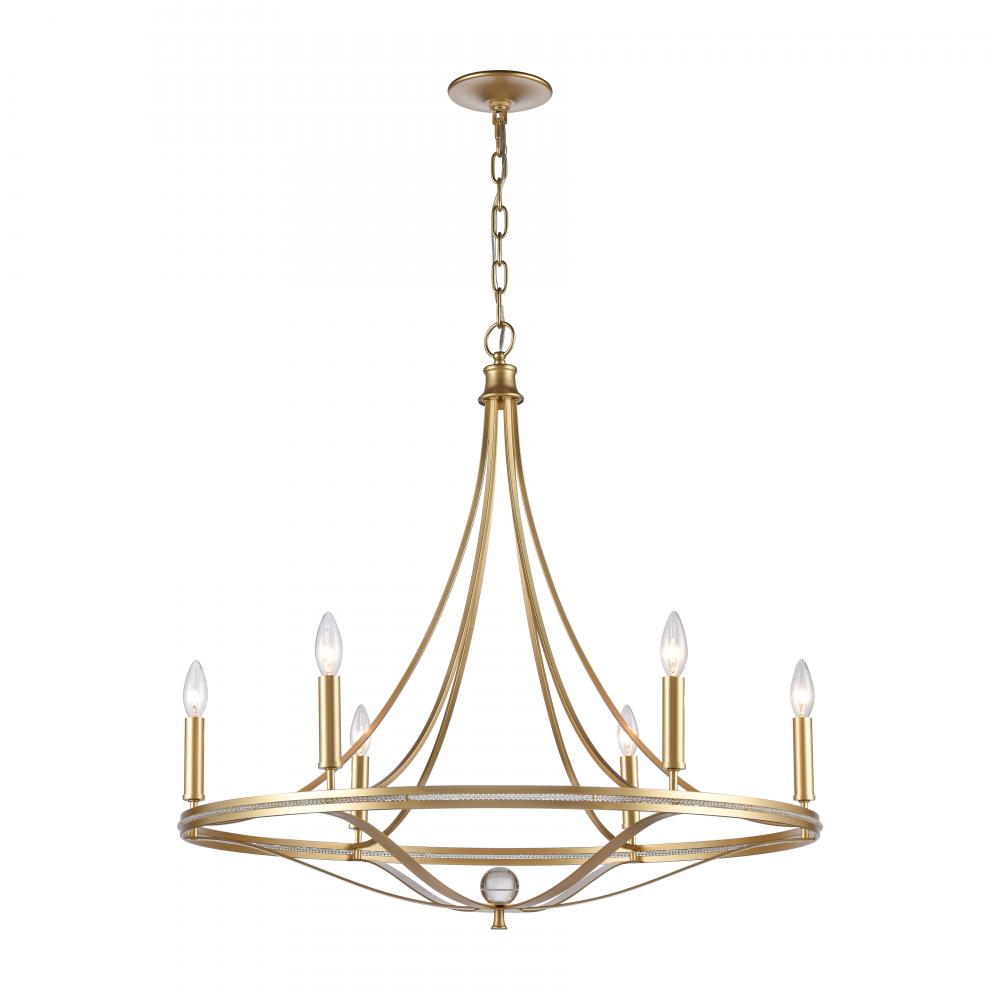 Noura 31.5&#39;&#39; Wide 6-Light Chandelier - Champagne Gold