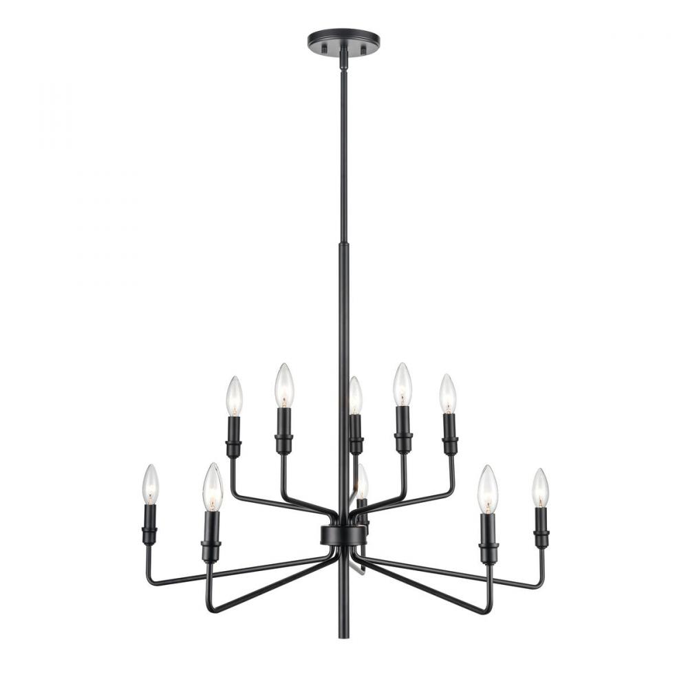 Saginaw 34&#39;&#39; Wide 10-Light Chandelier - Matte Black