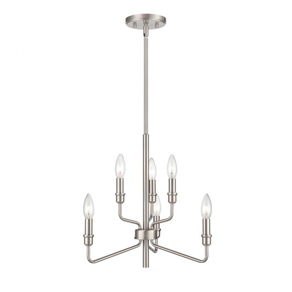 Saginaw 18&#39;&#39; Wide 6-Light Chandelier - Satin Nickel