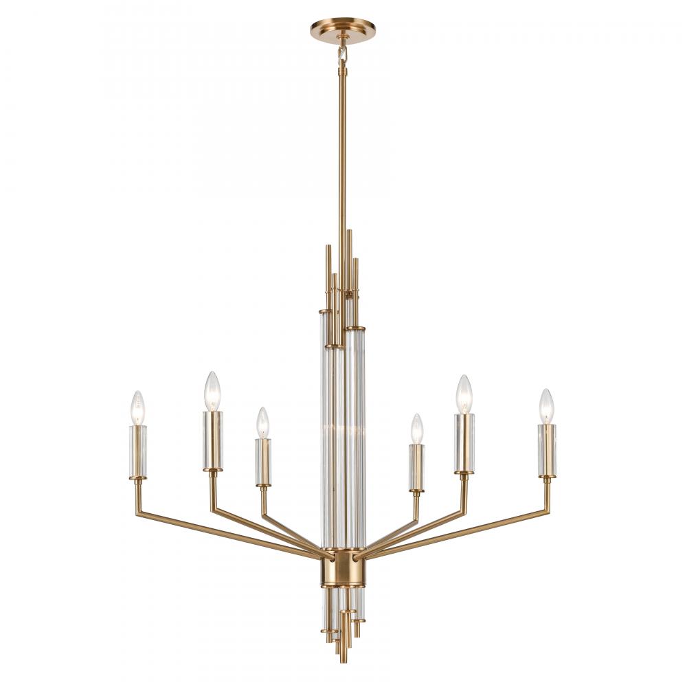 Serena 34&#39;&#39; Wide 6-Light Chandelier - Satin Brass