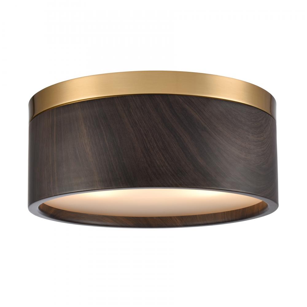 Engel 12&#39;&#39; Wide 2-Light Flush Mount - Satin Brass with Ebony