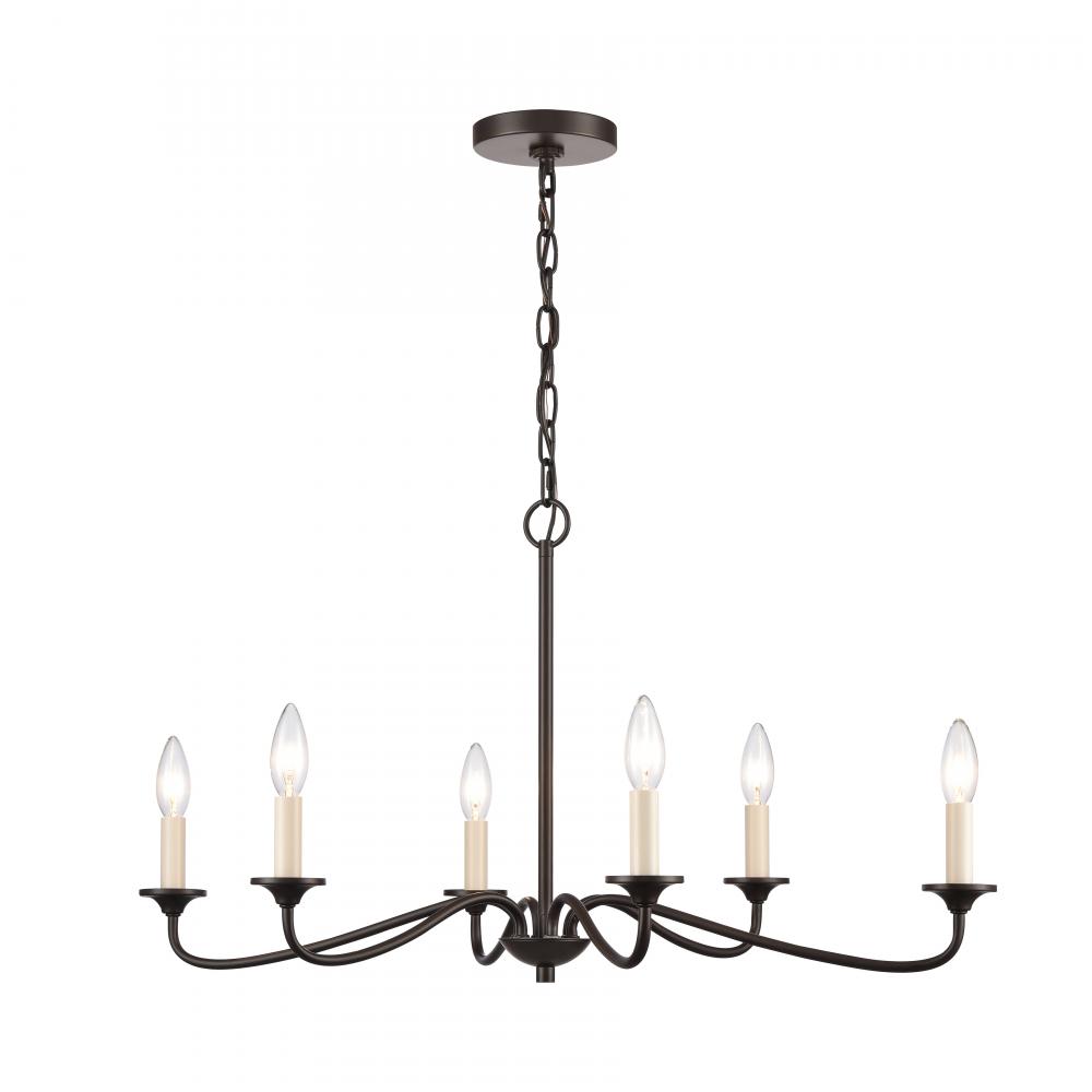 Quinn 30&#39;&#39; Wide 6-Light Chandelier - Old Bronze