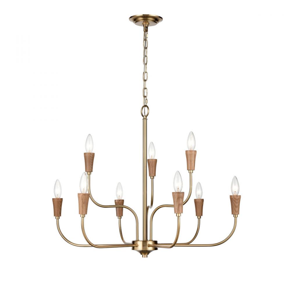 Inga 29&#39;&#39; Wide 9-Light Chandelier - Brass