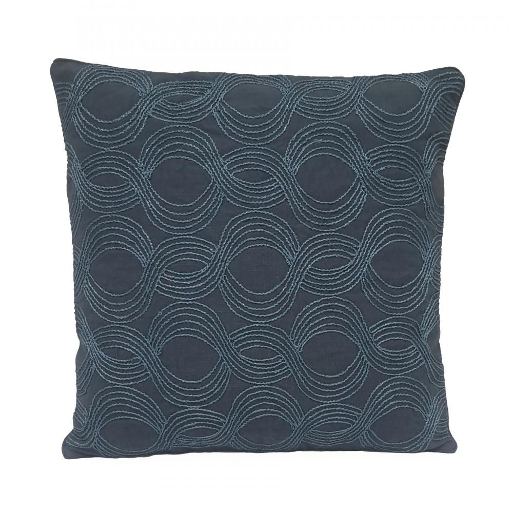 Embroidered Wave 20x20&#39;&#39; Pillow - Blue